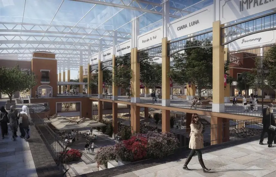 Central Courtyard at Family Shopping Mall with an open sky roof - Retail Real Estate Development - Ahmad Khalaf